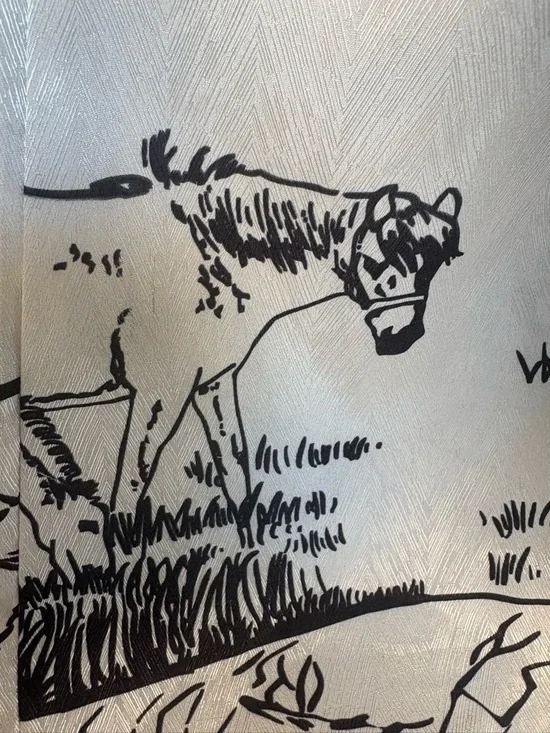 Ivory and Black Printed Button-Up Shirt and matching pant set - Picture 7 of 10